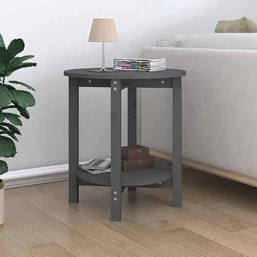 Maison Chic Table basse,Table Console Table d'appoint, Table pour salon Gris Ø 55x60 cm Bois massif de pin -MN30870