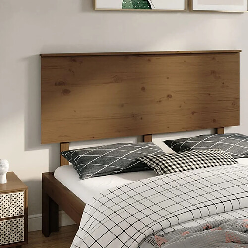 Maison Chic Tête de lit scandinave,Meuble de chambre Marron miel 154x6x82,5 cm Bois massif de pin -MN64091