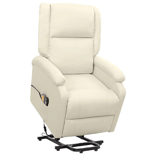 vidaXL Fauteuil de massage Crème Tissu