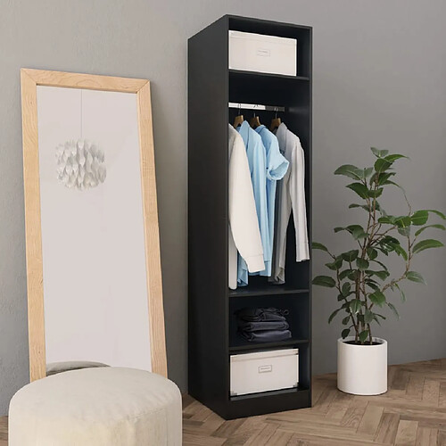 vidaXL Garde-robe Noir 50x50x200 cm Bois d'ingénierie