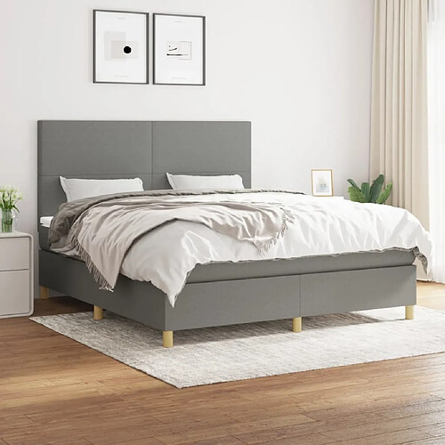 Maison Chic Lit Adulte - Lit simple Lit à sommier tapissier avec matelas moelleux - Meuble de Chambre - Gris foncé 160x200cm Tissu -MN74765