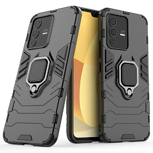 Coque en TPU antichoc, flexible avec béquille, noir pour votre Vivo S12