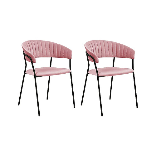 Beliani Chaise de salle à manger MARIPOSA Set de 2 Velours Rose