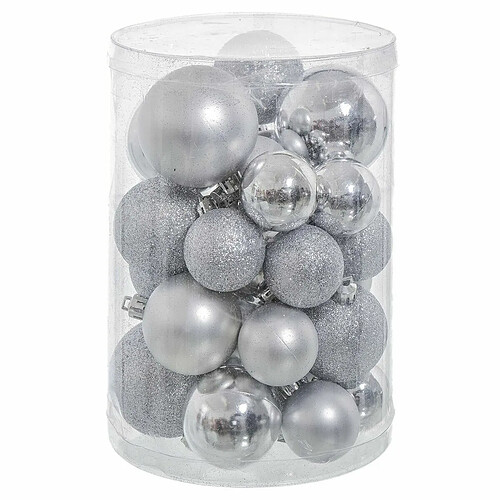 BigBuy Christmas Boules de Noël Argenté Plastique Paillettes 12,5 x 12,5 x 27 cm (27 Unités)