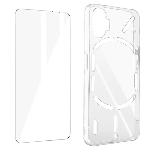 Avizar Coque Nothing Phone 1 Silicone Gel Souple Film Verre Trempé 9H transparent