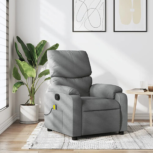 vidaXL Fauteuil de massage inclinable Gris clair Tissu