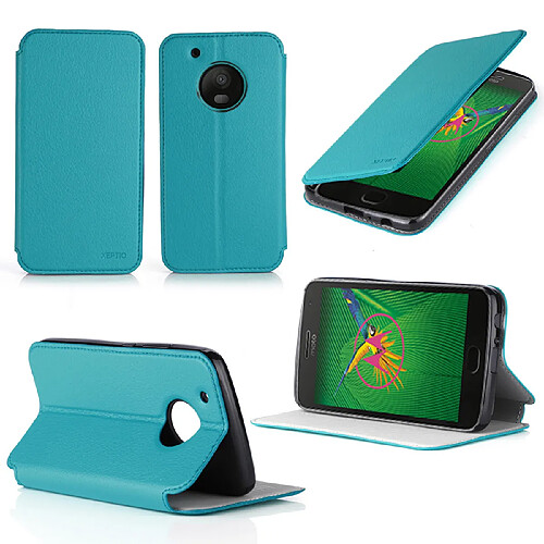 Xeptio Etui Lenovo Moto G5 5 pouces 2017 turquoise avec stand - Housse