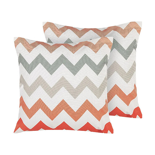 Beliani Lot de 2 coussins LAGARO 45 x 45 cm À chevron Multicolore