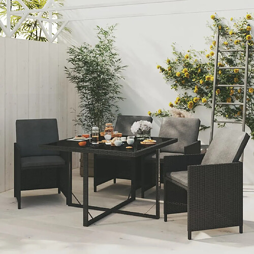 vidaXL Ensemble à dîner de jardin avec coussins 5 pcs poly rotin noir