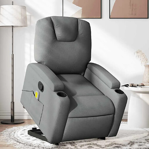 vidaXL Fauteuil de massage inclinable Gris foncé Tissu