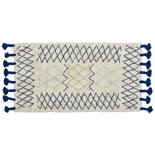 Beliani Tapis en coton 80 x 150 cm beige et bleu ERZINCAN