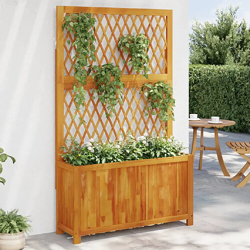 vidaXL Jardinière avec treillis 100x32x165 cm bois massif d'acacia