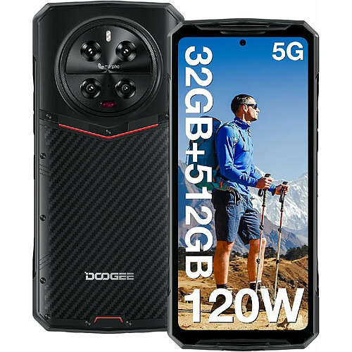 DOOGEE DK10 5G Telephone Portable 120Hz,32(12+20)GO+512GO,AMOLED 6.67'' FHD+ Dimensity 8050 Smartphone,50W Wireless Charge+120W Charge,64MP Night Vision,Android 13/NFC/Face ID/WiFi6