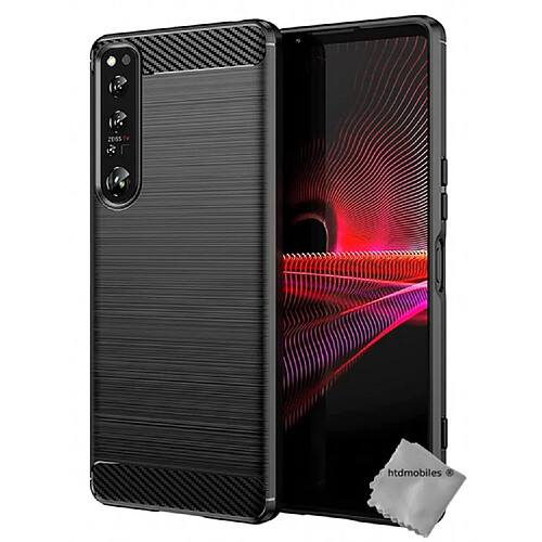 Htdmobiles Coque silicone gel carbone pour Sony Xperia 1 IV + verre trempe - NOIR