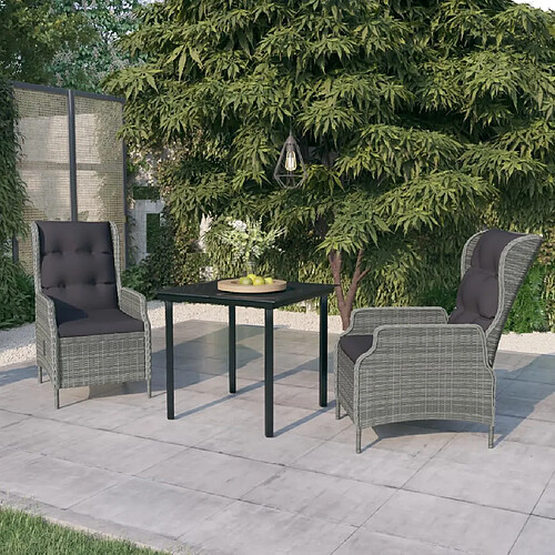 vidaXL Ensemble de salle à manger de jardin 3 pcs Gris clair