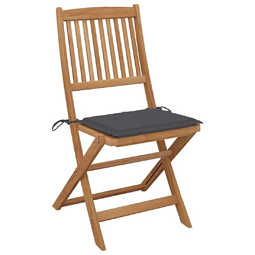 Maison Chic Lot de 2 Chaises pliables de jardin avec coussins - Fauteuil d'extérieur Bois d'acacia -MN21265