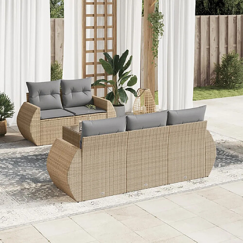 vidaXL Salon de jardin avec coussins 6 pcs beige résine tressée