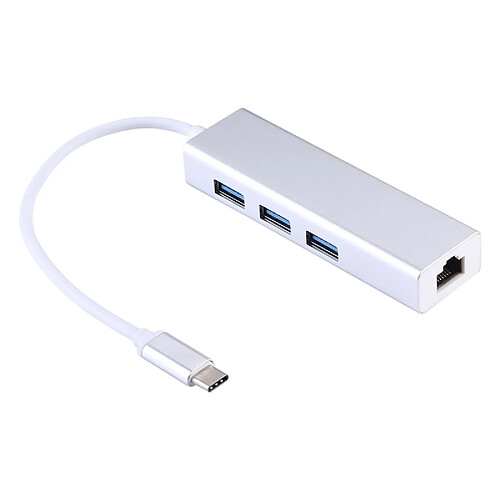 Wewoo HUB Aluminium Shell 3 Ports USB3.0 HUB + Adaptateur Ethernet Gigabit USB-C / Type-C