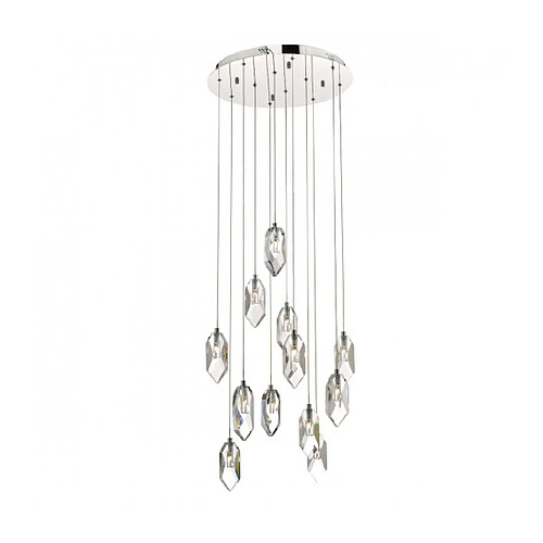 Luminaire Center Suspension Crystal Cristal,chrome poli 12 ampoules 100cm