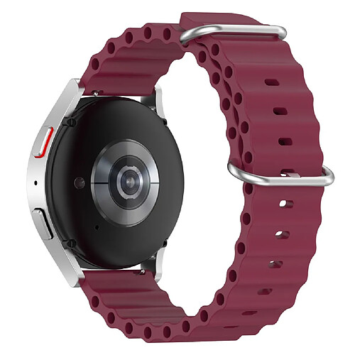 Bracelet en silicone couleur solide, design ondulé, réglable pour votre Samsung Galaxy Watch3 45mm/Galaxy Watch 46mm Universal 22mm - rouge vin