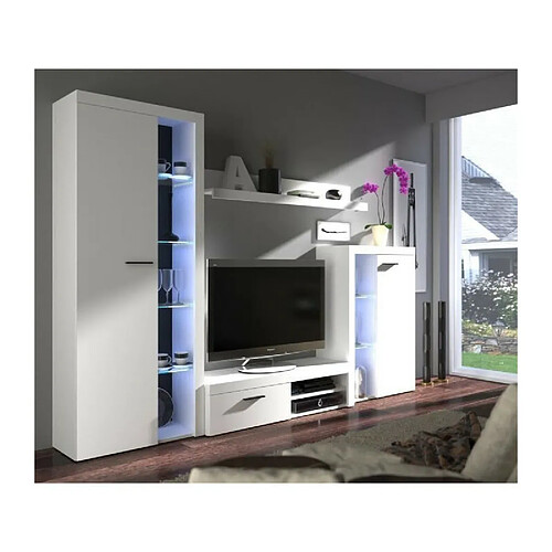 RUMBA Meuble TV contemporain blanc mat - L 120 cm