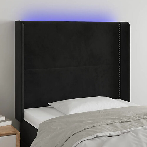 vidaXL Tête de lit à LED Noir 83x16x118/128 cm Velours