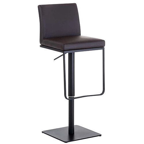 Decoshop26 Tabouret de bar x1 avec repose-pieds plaque de base carrée en métal noir assise en PVC marron 10_0005302