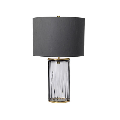 Elstead Lighting Lampe de table Reno Verre,Acier,Faux Soie Laiton vieilli, verrerie fumée