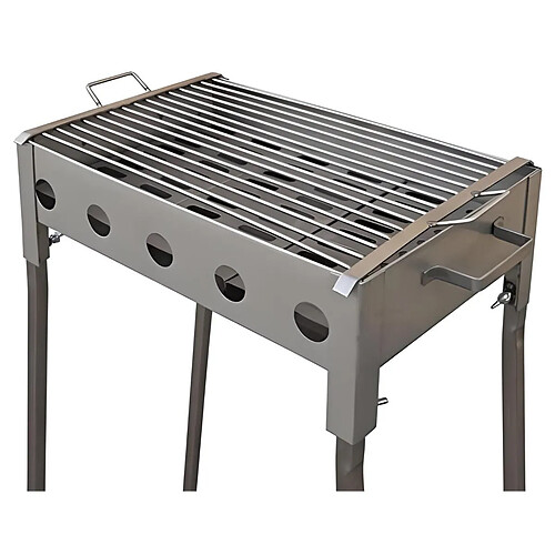 Visiodirect Barbecue rectangulaire en acier inoxydable coloris Gris - 33 x 33 x 60 cm