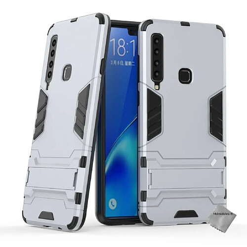 Htdmobiles Coque rigide anti choc pour Samsung Galaxy A9 (2018) + verre trempe - ARGENT