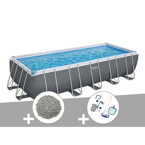 Kit piscine tubulaire Bestway Power Steel rectangulaire 6,40 x 2,74 x 1,32 m + 10 kg de zéolite + Kit d'entretien