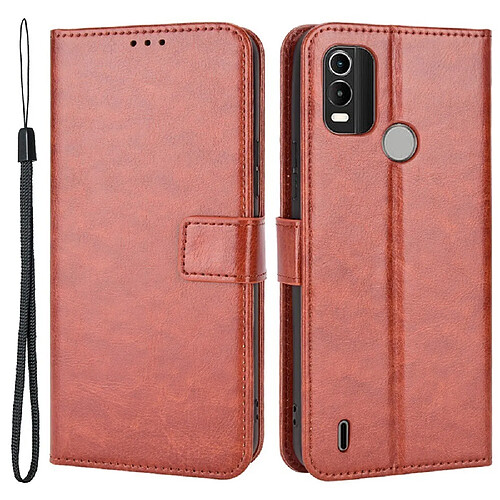 Htdmobiles Housse pour Nokia C21 Plus - etui coque pochette portefeuille + film ecran - MARRON