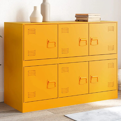 vidaXL Buffet jaune moutarde 99x39x73 cm acier