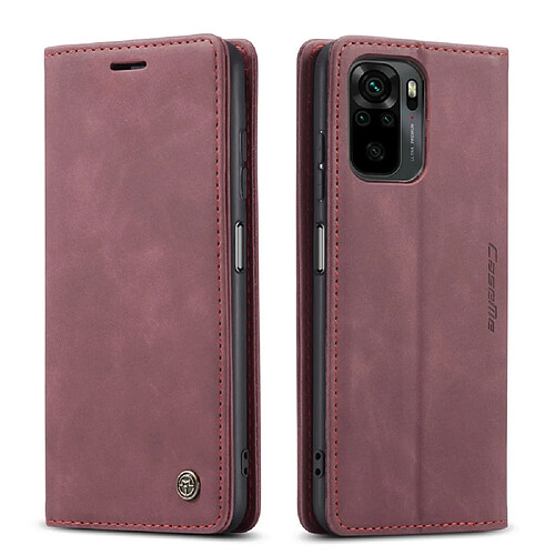 Caseme Etui en PU Aspiration automatique simple avec support rouge pour votre Xiaomi Redmi Note 10 4G/Note 10S