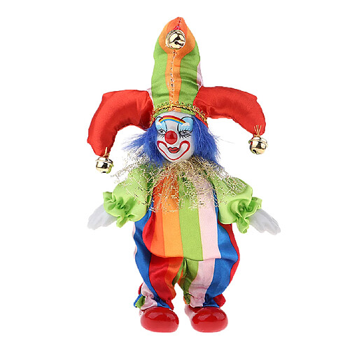 Poupée en porcelaine de clown drôle de 6 pouces en cadeau d'artisanat de costume coloré # 4