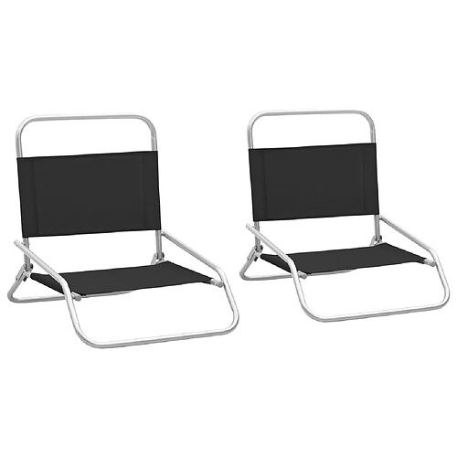 vidaXL Chaises de plage pliables lot de 2 Noir Tissu