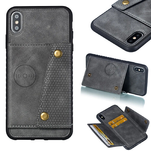 Wewoo Coque Fashion Étui de protection en cuir pour iphone xs max gris