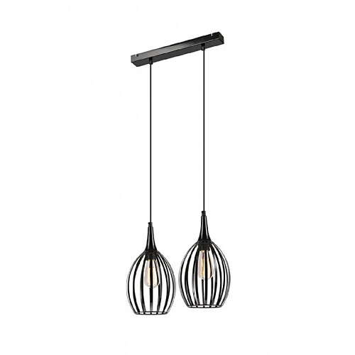 Lumière Suspension Vincent Acier Noir 2 ampoules 105cm