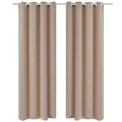 vidaXL 2 pcs Rideau Blackout Occultant Crème avec Œillets en métal 135x245cm