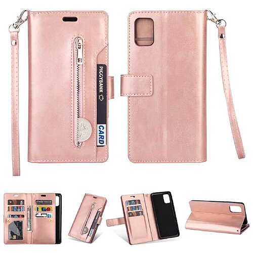 Etui en PU zippé or rose pour votre Samsung Galaxy A41 (Global Version)