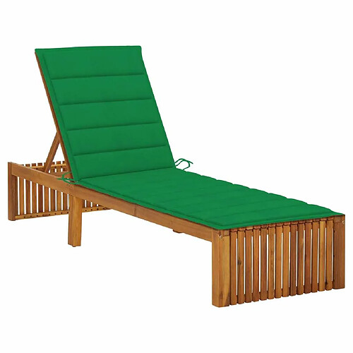 Maison Chic Chaise longue avec coussin | Bain de soleil Relax | Transat Bois d'acacia solide -GKD29772