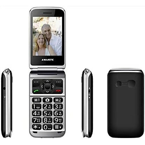 New Majestic TLF-SILENO 82 FLIP 7,11 cm (2.8') 112 g Noir Téléphone pour seniors