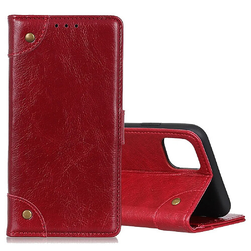 Wewoo Housse Coque Pour Galaxy Note10 Lite / A81 Boucle en cuivre Nappa Texture cuir à rabat horizontal avec support et fentes cartes et portefeuille vin rouge