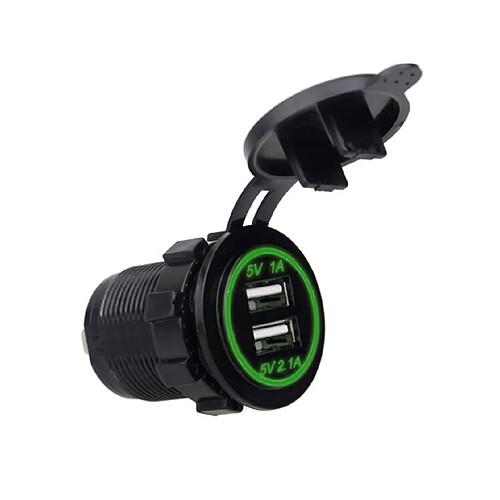 YP Select Chargeur de voiture USB double étanche avec indicateur LED 3.1A RV / modification de yacht-VERT