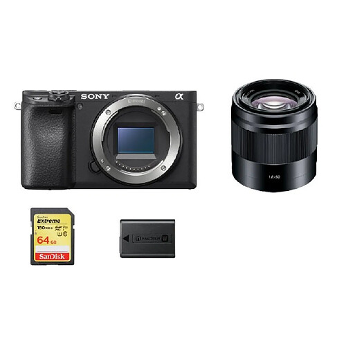 SONY A6400 Body Black + SEL 50MM F1.8 OSS Black + 64GB SD card + NP-FW50 Battery