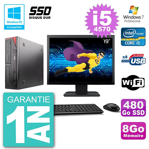 PC Fujitsu Esprimo E520 Ecran 19" i5-4570 RAM 8Go SSD 480Go Graveur DVD Wifi W7 · Occasion