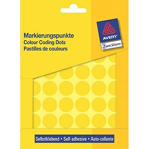 Avery Zweckform Pastilles Adhésives Diamètre 18 mm Jaunes Contenu: 1056 Pièces (3377)