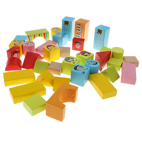 Blocs cognitifs en bois de la géométrie 46PCS empilant le jeu d'enfants jouet - personne