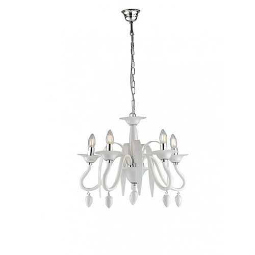 Fan Europe Chandelier sans abats jours Estefan 5 ampoules Acrylique blanc