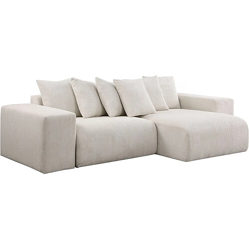 Palozi Sofa Canapé d'angle en velours côtelé Rivoli - 312 x 176 x 49 cm - Beige